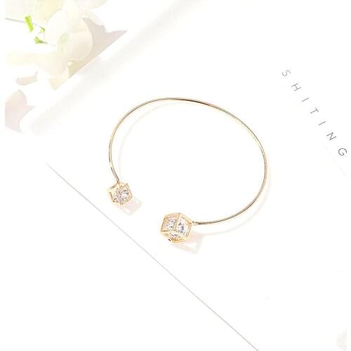 2020 Hot New Fashion Adjustable Crystal Color Heart Moon Cuff Opening Bracelet For Women Jewelry Gift Mujer Pulseras