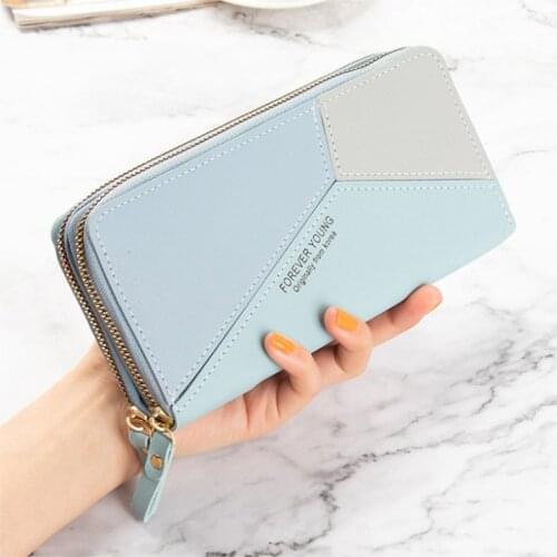 Long Stitching Letters Womens wallet Simple Zipper Wallet Women PU Leather Multi-Card Slot Large Capacity Womens clutch bag