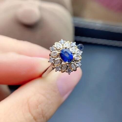 2020 charming blue natural sapphire ring for women jewelry real 925 silver oval natural gem girl birthday gift birthstone virgo