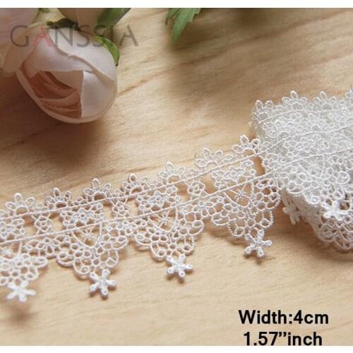 1yrd/lot Width:4.0cm Flower design bead chain lace, Water Soluble ivory lace trims for garment lace Sewing accessories. (ss-464)