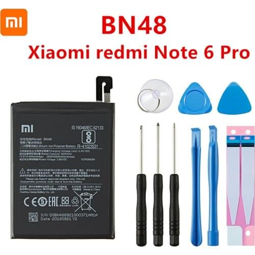100% Orginal BN48 Battery 4000mAh For Xiaomi redmi Note 6 Pro High Quality BN48 Battery + Free Tools