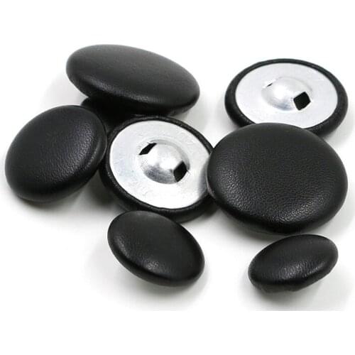 100 pcs PU Fabric covered button With metal Back Sewing Scrapbooking Craft Black 15mm 18mm 20mm 28mm