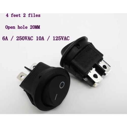 3pcs Hole 20MM (2 files 4 feet two files four feet) 6A / 250VAC 10A / 125VAC Rocker power circular switch