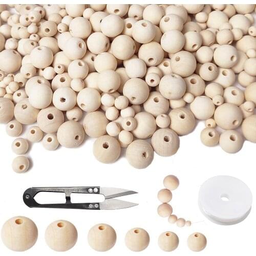 550pcs/set Elastic Crystal Thread and Sharp Steel Scissors Moccasin Wood Beads for DIY Bracelet Jewelry Making 180x120x58mm