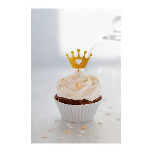 8pcs/ lot Gold Crown Cupcake Toppers. Royal Prince Baby Shower Decorations Wedding Decoration Supplies Birthday Party Supplies