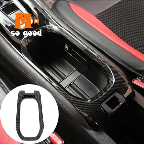 ABS Carbon Fibre for HRV HR-V 2014 to 2018 Accessories Car Front Water Cup Frame Decoration Cover for Honda Vezel Trim