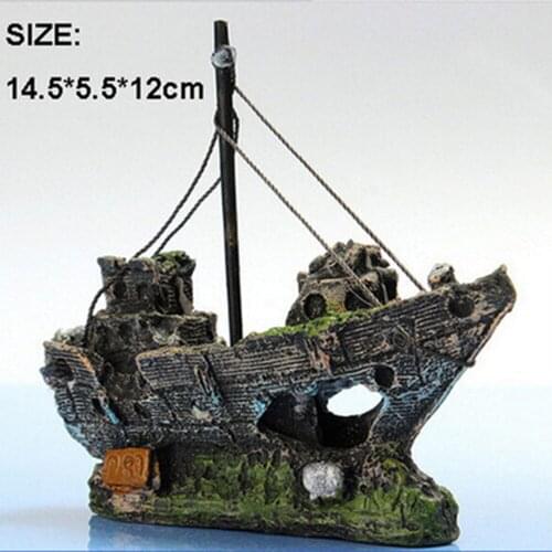 Aquarium Ornament Fish Tank Landscape Pirate Ship Wreck Ship Decor Resin Boat Ornament Aquarium Accessories Decoration
