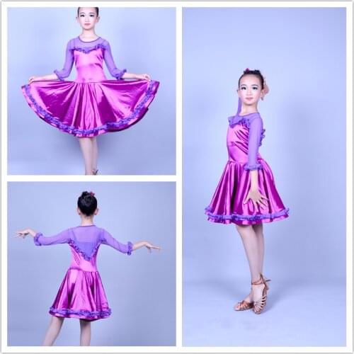 2019 Ballroom Dresses Girls Dress For Dance Kids Children Latin Dance Dresses Salsa Skirt Dancewear Latin Girls Rumba