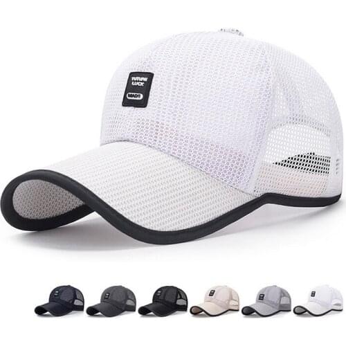 2021 Summer Women Men Mesh Baseball Cap Solid Snapback Label Stick Sunhat Outdoor Breathable Hip Hop Baseball Hats Casquette