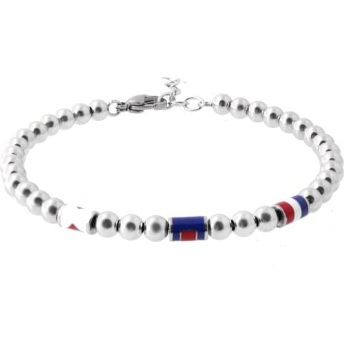 Runda 2020 Summer Enamel Flag Bracelets for Men Stainless Steel Fashion Beaded Jewelry Bracelet