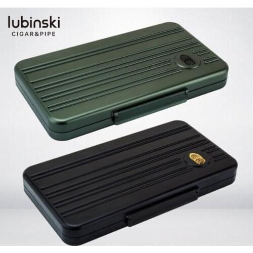 LUBINSKI Elegant Crush Resistant Aviation aluminum & Gum Lined Cigar Travel Case Waterproof Humidor Holder 5 Count For COHIBA