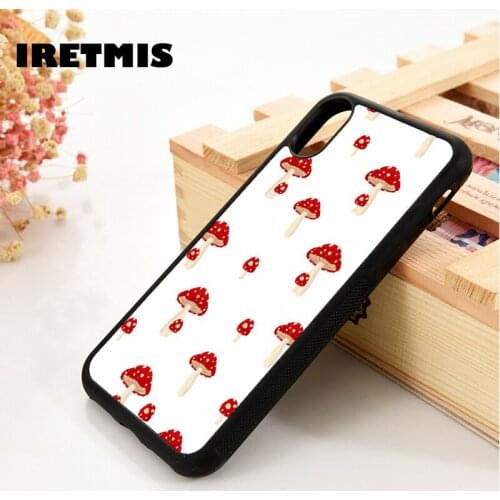 Iretmis 5 5S SE 2020 6 6S TPU Silicone Rubber Phone Case Cover for iPhone 7 8 Plus X Xs 11 12 MINI Pro Max XR Shroom Pattern