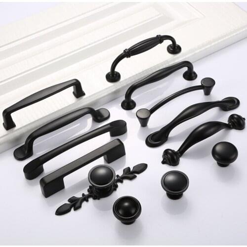 Black handle single hole modern minimalist furniture hardware wardrobe cabinet door drawer handle cabinet dumb black handle