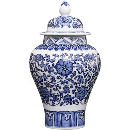 Jingdezhen qing qianlong antique porcelain hand painted blue and white general tank cans tea jar storage tanks