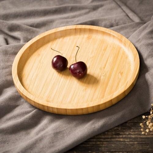 Wooden Round Serving Tray Wood Plate Tea Food Dishe Drink Platter Food Plate Dinner Beef Steak Fruit Snack Tray