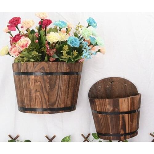 Wooden Barrel Planter Flower Pots Home Office Garden Wedding Decor