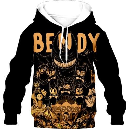 Cartoon bendy KID 3D print boys/girls Flannelet thickening type Children zipper coat Sweatshirt/Hooded//family clothing design