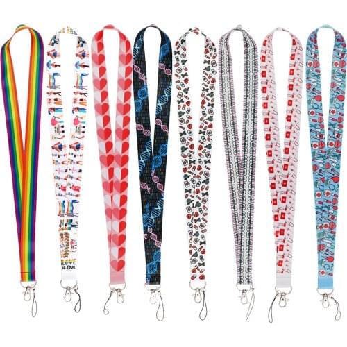 ER1002 Medical Theme Rainbow Gay Doctor Nurse Lanyard Badge ID Lanyards Mobile Phone Rope Key Lanyard Neck Straps Accessories