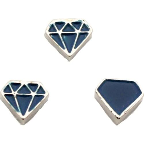 Hot Sale 10pcs/lot Blue Heart 3D Double Floating Charms living glass floating memory locket charms jewelry