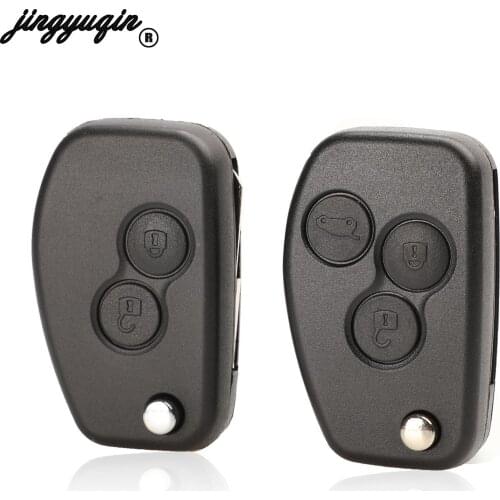 Jingyuqin 40pcs VAC102 For Renault Megane Dacia Modus Espace Duster Clio 2 Button Flip Folding Remote Car Modified Key Fob Case
