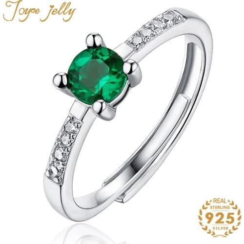 JoyceJelly Trendy 925 Sterling Silver Women Ring Emerald Ajustable Ring Simple Style Fine Party Gifts for Women Wholesale 2020