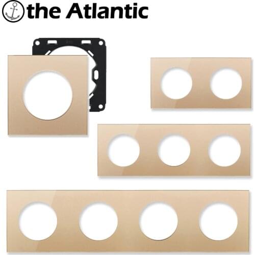 L1 Customize DIY Parts Gold Tempered Glass Panel Frame For Wall Switch Socket Glass Frame Only Singel,Double,Triple,Quadruple