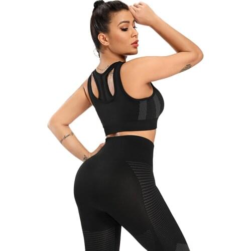 CHRLEISURE 2 Piece Set Women Fitness Sports Push Up Bra And High Waist Seamless Leggings Slim Tracksuit Women Sportswear