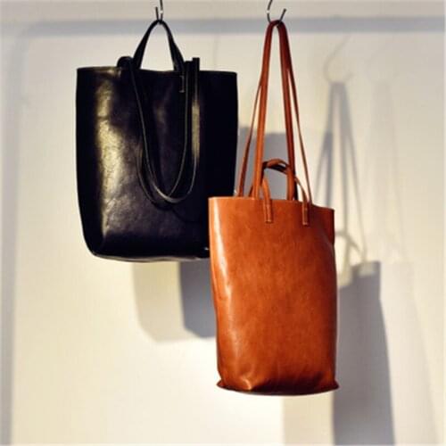 Fashion casual genuine leather ladies handbag personality simple daily weekend party ladies natural leather art retro bucket bag