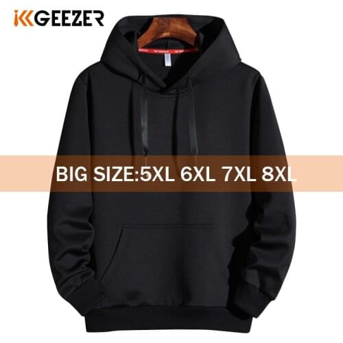 Men Hoodies 5XL 6XL 7XL 8XL Hooded Sweatshirts Men Hood Streetwear Male Black 2020 Spring Autumn Casual Solid Color Long Sleeve