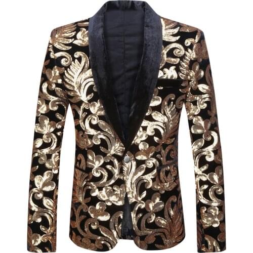Plus Size Mens Velvet Embroidery Gold Green Blue Purple Sequins Blazer Evening Party Bar Night Club Singer Host Suit Jacket