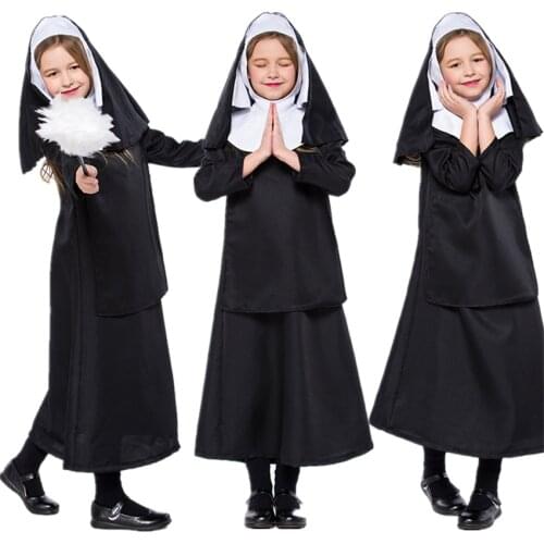New Halloween Carnival Medieval Girls Cosplay Costumes Monastery Nun Priest Church Jesus Christ Party Performance Clothing