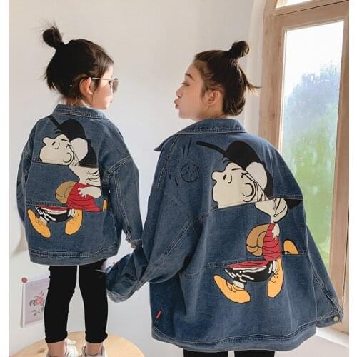New girls fashion autumn long-sleeved denim jacket children spring autumn parent-child Mommy and Daughter Matching Clothes