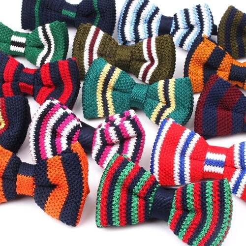 NEW Knit Bow Tie Classic Shirts Bowtie For Men Business Wedding Bowknot Adult Striped Bow Ties Cravats Knitted Ties