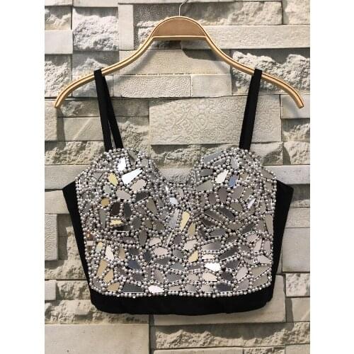 P189 Europe New Fashion Summer Womens Sexy High Quality All-match Diamond Back Wrapped Chest Bra Beautiful Bustier Crop Tops