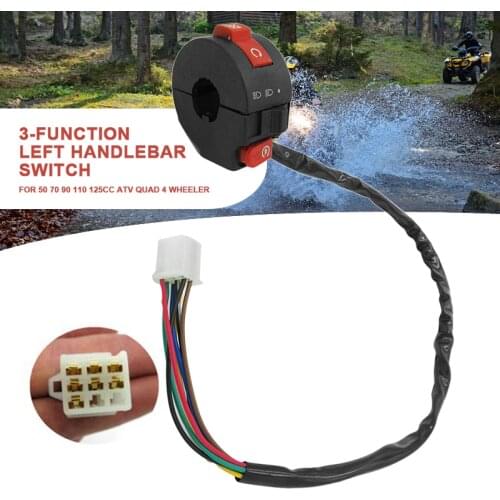 ATV Light Button Switch 3 Function Left Handlebar Switch Assembly For 50/70/90/110/125CC ATV Quad Dirt Bike ATV Accessories