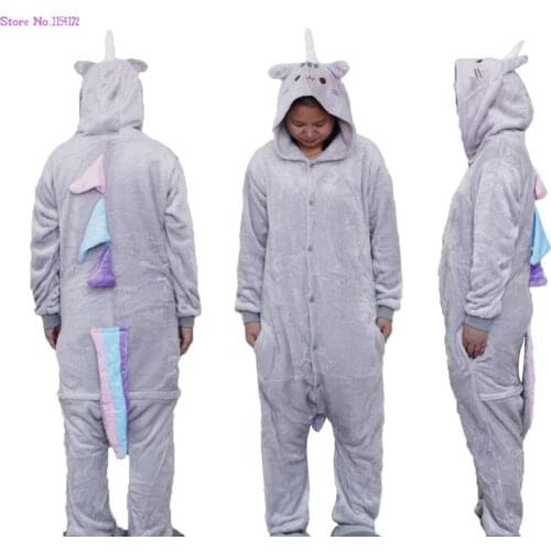 Fat Unicorn Sleepwear Winter Jumpsuit Onepiece Cat Onesies Kigurumi Cartoon Animal Black Sheep Pajamas Cosplay Costumes Adult