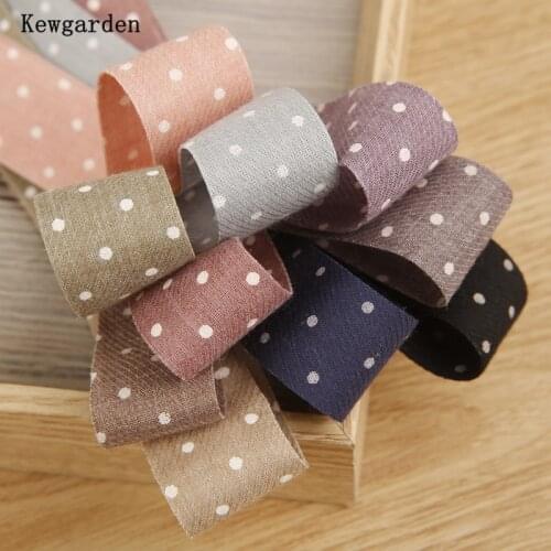 Kewgarden DIY Hairbow Accessories Handmade Tape Webbing Dots Cotton Line Ribbons 1" 1.5" 38mm 25mm 10mm 10 Yards
