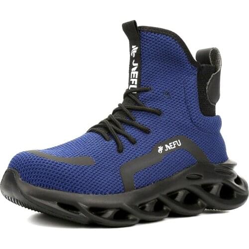 Unisex Luxury Designer Light High AIR Mesh Hollow Cushioning Boots Mens Steel Toe Cap Work Safety Shoes Comfortable Sneakers