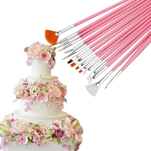 15Pcs Fondant Cake Brush Pen Baking Accessories Multifunction Icing Pastry Cookie Cupcake Painting Sugarcraft Tools
