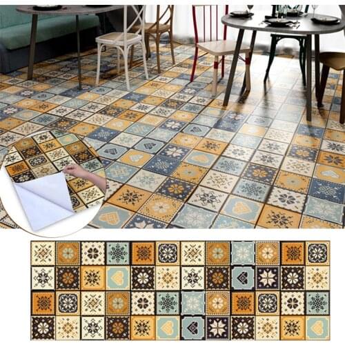 Self-Adhesive Wear-Resistant PVC Tile Stickers Living Room Corridor Kitchen Floor Waterproof Non-Slip Home Decor Large Size