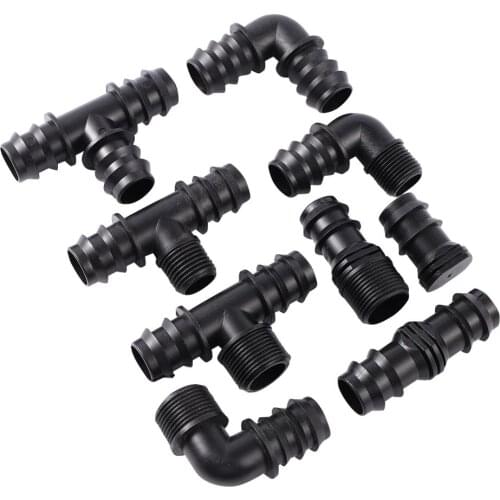 Barbed DN25 Pipe connector 1/2" 3/4" Male Thread Port Tee Elbow Straight Optional Garden Agricultural Irrigation Water Connector