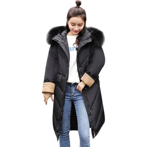 Home&Nest Winter Big Coat Faux Fur Thickened Parkas Women Stitching Slim Long Winter Coat Cotton Ladies Down Parka Jacket 2019