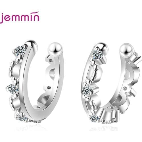 Gneuine 925 Sterling Silver Clips Earring Micro Pave CZ Cuff Earring for Women Fine Jewelry No Pierced Ears