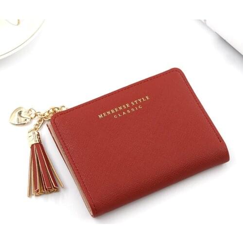 Tassel Women Wallet Small Cute Wallet Women Short Leather Women Wallets Zipper Purses Portefeuille Female Purse Clutch 2021
