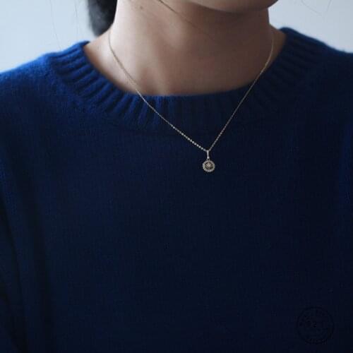 925 Sterling Silver Vintage Simple Destiny Compass Sun Flower Pendant Necklace Women Fashion Wedding Party Jewelry Accessories