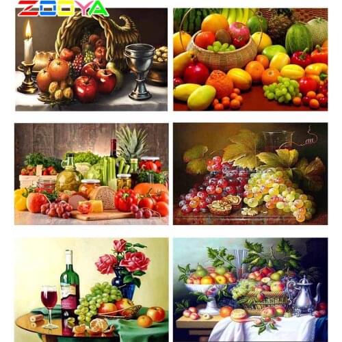 ZOOYA Diamond Painting Diamond Embroidery Fruit Dinner Candle Restaurant Kitchen Dining Needlework DIY Pattern Rhinestones RF513
