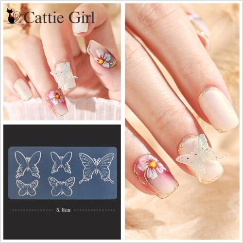 1pc Butterfly Retro 3D Acrylic Nail Mold Palace Nail Art Decorations DIY Design Silicone Heart Nail Art