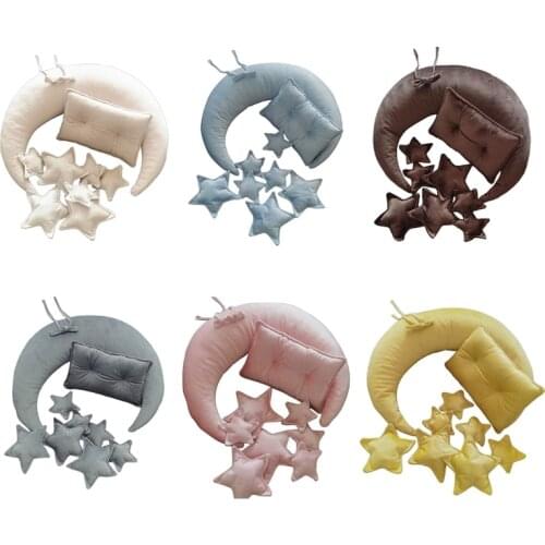 10 Pcs/Set Newborn Photography Props Baby Posing Crescent Pillow+Stars+Square Pillow Kit Infants Photo Shooting Fotografi Acces