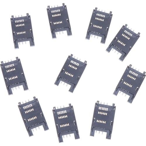 10 Pcs Sim Card Holder 6 Pin Car Socket Slot Connector For Phone Sd Adapter