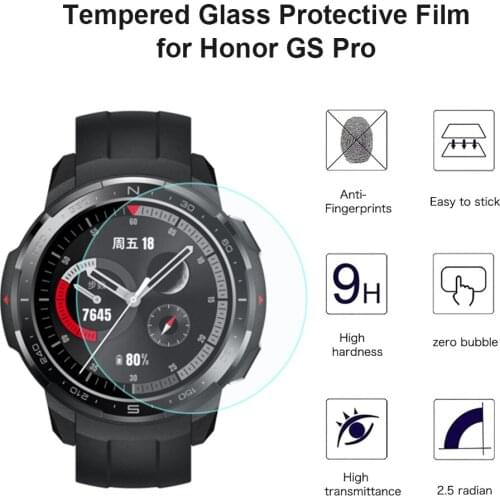 2pcs Tempered Glass Screen Film Transparent Smartwatch Screen Guard Cover for Huawei Honor GS Pro Smart Watch Display Protector